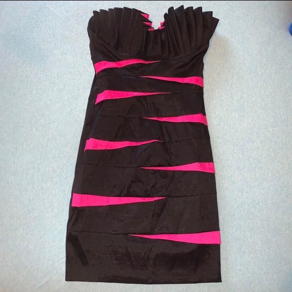 Betsy & Adam vintage pink/black dress 4